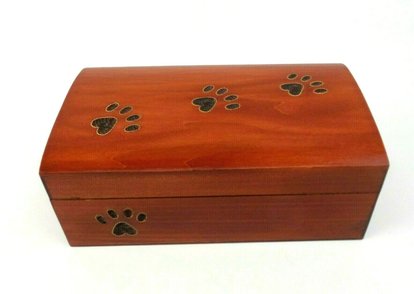 Medium Pet Cremation Urn Inlay Paw Print Wood Box Cat Dog Ashes Memorial Chest