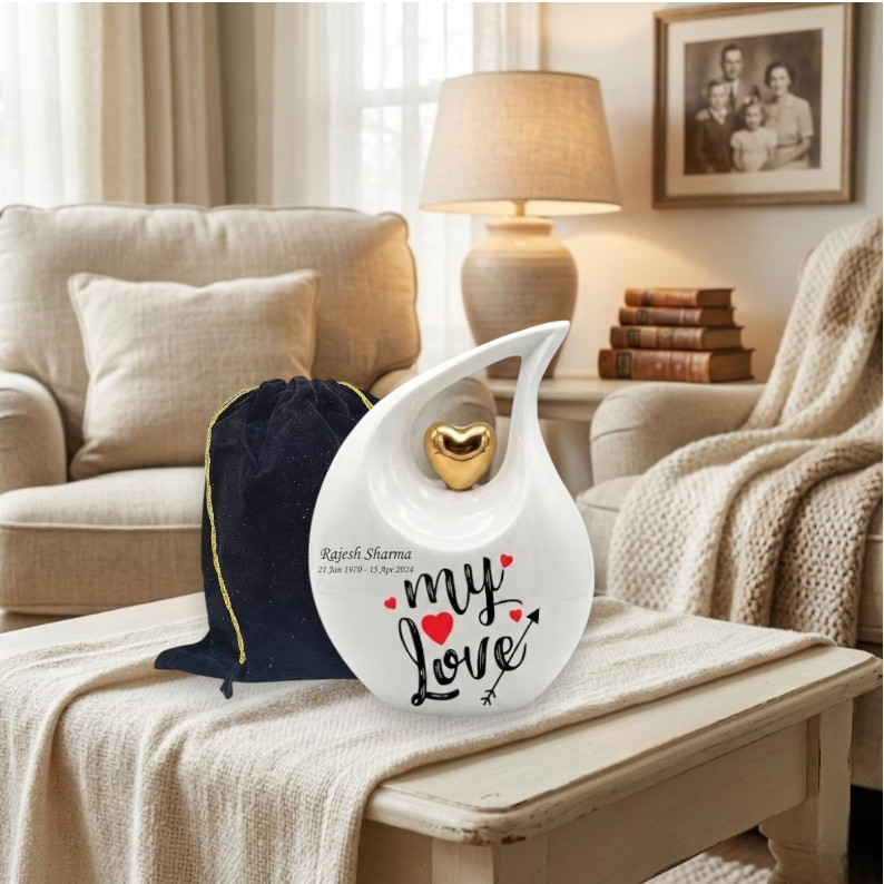 Personalized “My Love” Teardrop Aluminum Cremation Urns Adult Ashes Men Women