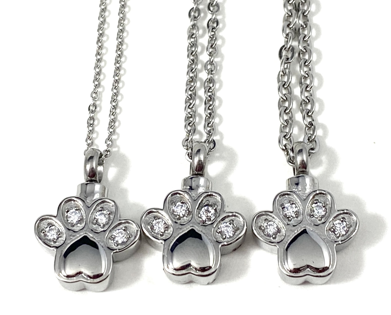 Pet Cremation Jewelry Necklace Pendant Urn Holds Ash Paw Print Dog Cat Memorial