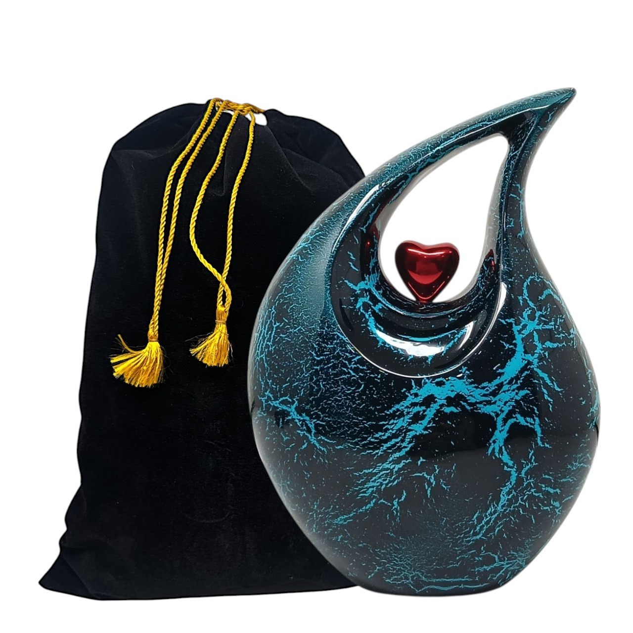 Blue Teardrop Large Urns for Human Ashes/Medium Urn with Red Heart/Cremation