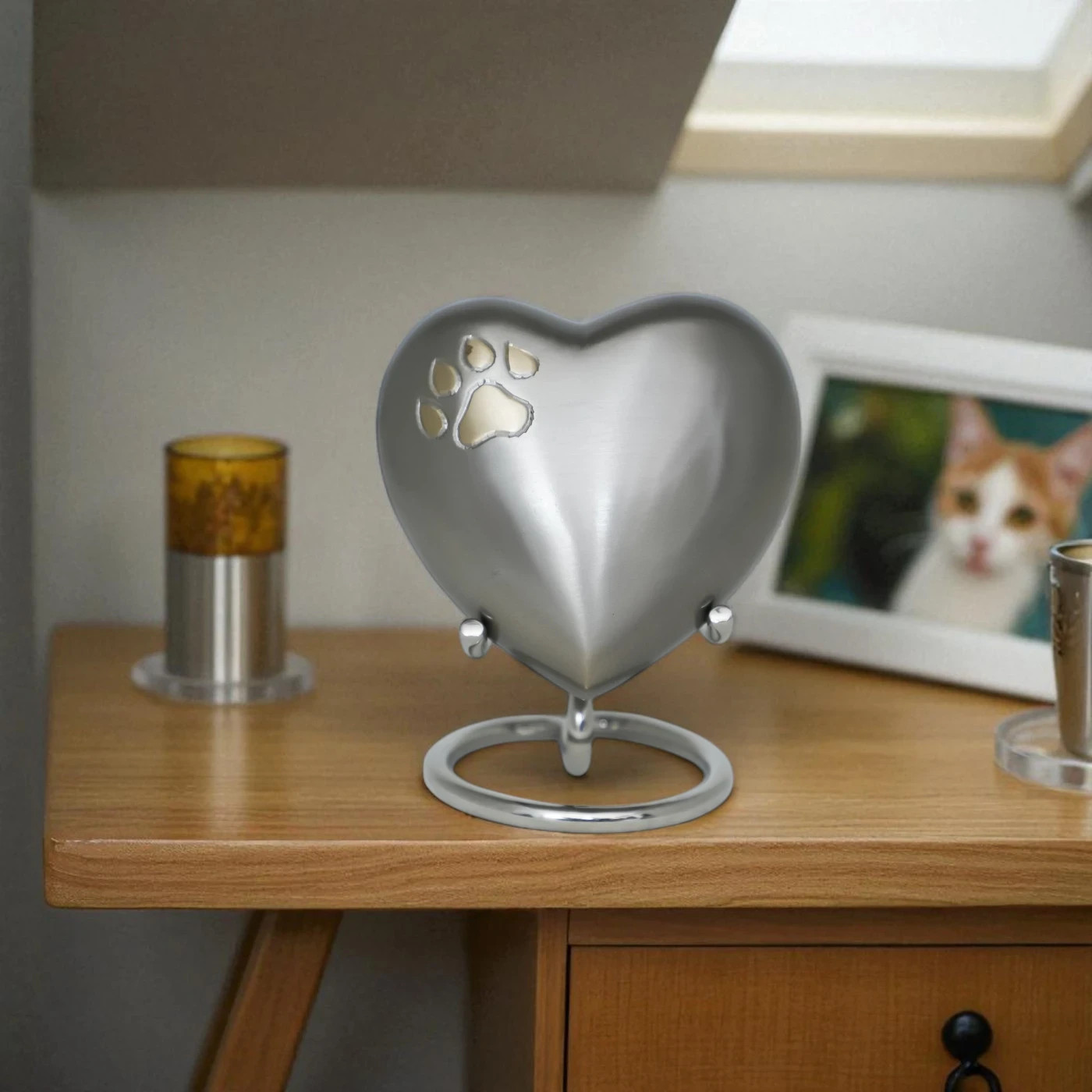 Timeless Brass Paw Heart Keepsake – Pet Memorial Urn for Ashes