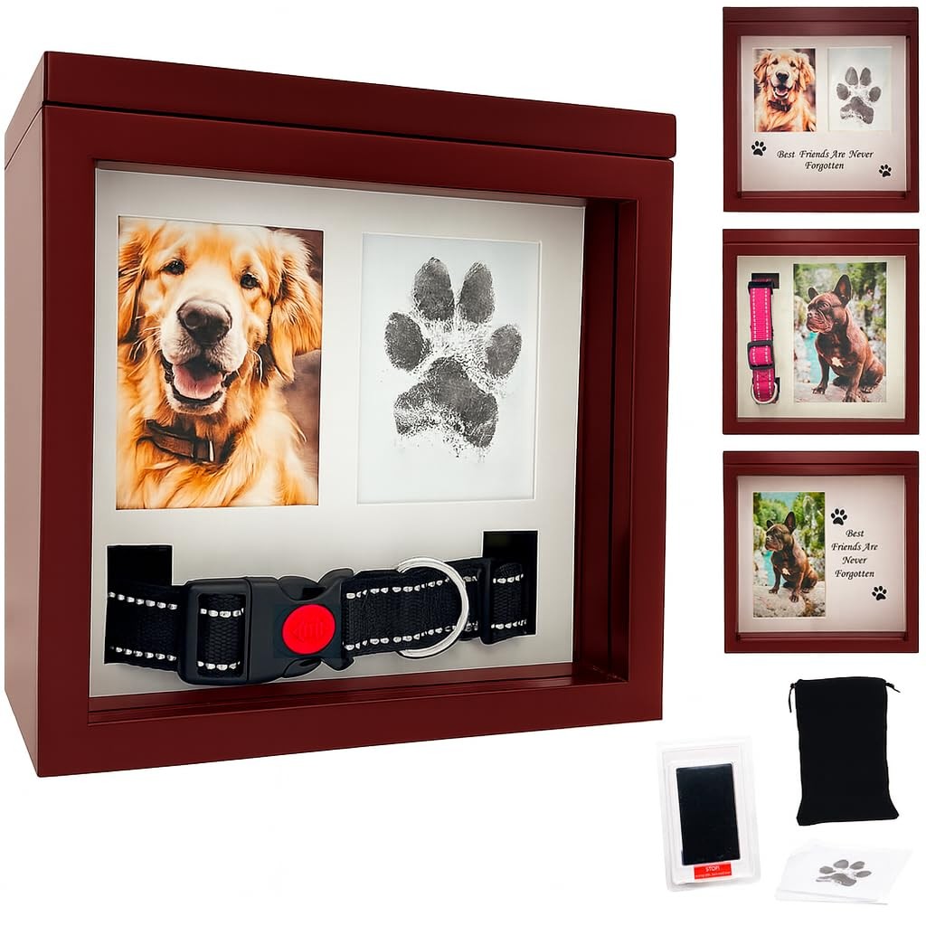 Large Dog Urn for Ashes, 4 Customizable Displays with Paw Print Ink Kit, 8.5x…