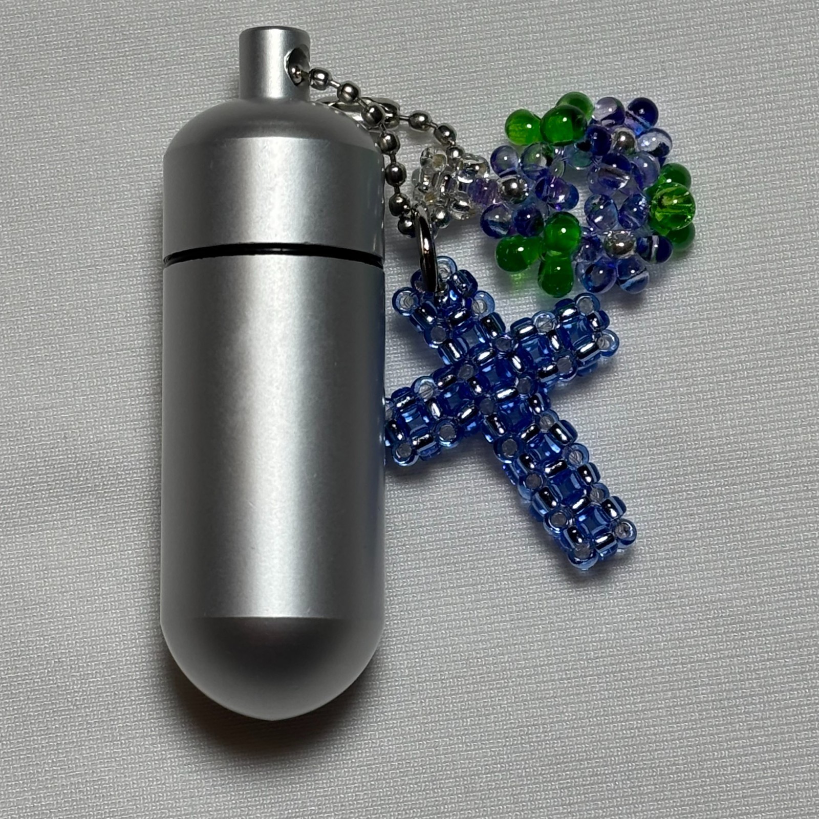 Cremation Ashes Keychain – Cremation Keepsake(blue cross and blue ornaments)