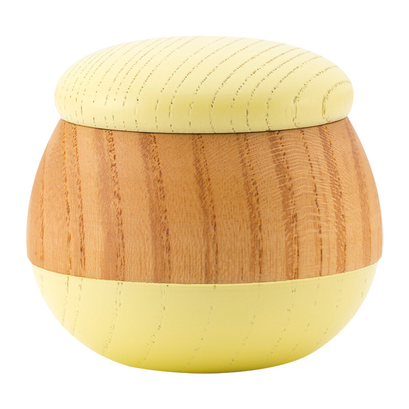 Colon Lemon Yellow Small Keepsake Urn for Human Ashes Zelkova wood