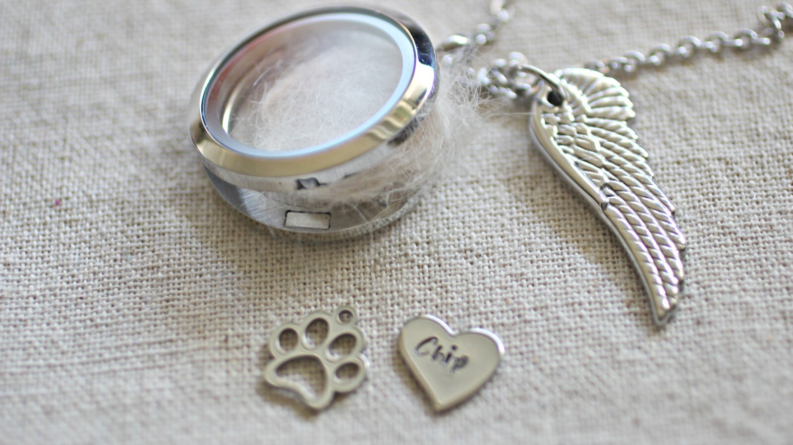 Personalised Pet Loss Keepsake, Dog Fur Locket, Cat Memorial, Pet Hair Necklace