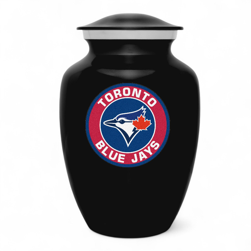 Toronto Blue Jays Baseball Style Cremation Urn Adult Ashes Metal 8 In Black Urns