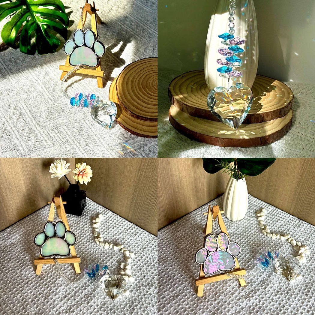 Stained Glass Paw Print Pet Memorial Gifts for Loss of Dog Cat, Pet in Heaven…