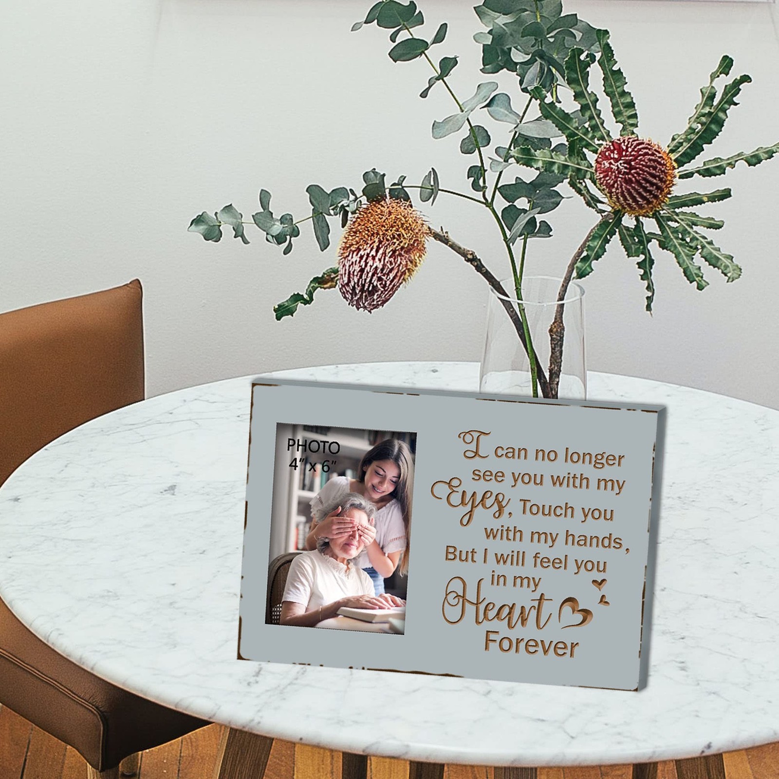 Yudarte Wooden Engraved Memorial Picture Frame 4×6 Inches Photo – Bereavement…