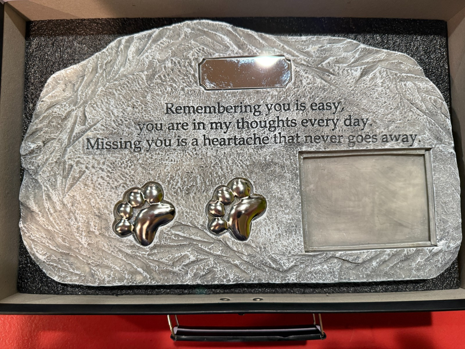 Pet Memorial Urn Photo Frame Dog Cat Ashes Remembrance Stone Just Fur Them Grave