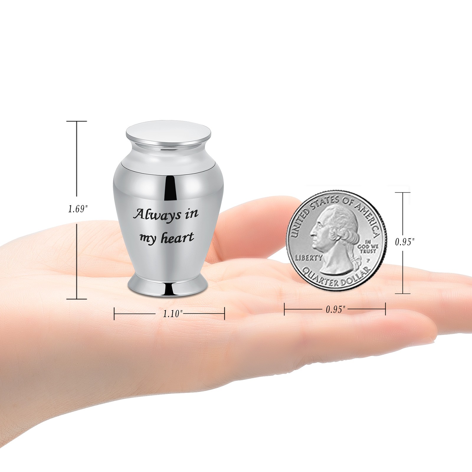 43*28mm Stainless steel Mini Urn for Cremation Ashes Keepsake Memorial Small Urn