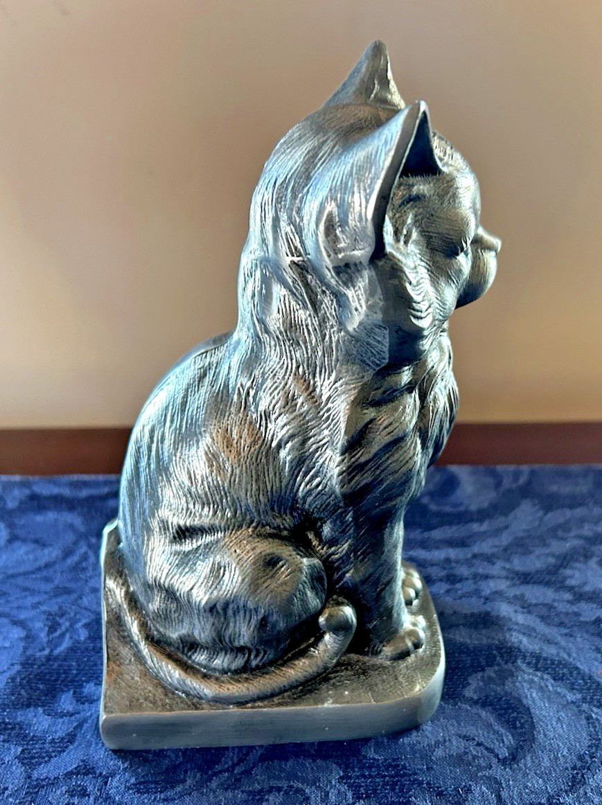 Pewter Sitting Cat Pet Cremation Memorial Urn #7633 SCC Made in USA Unused 50 CI