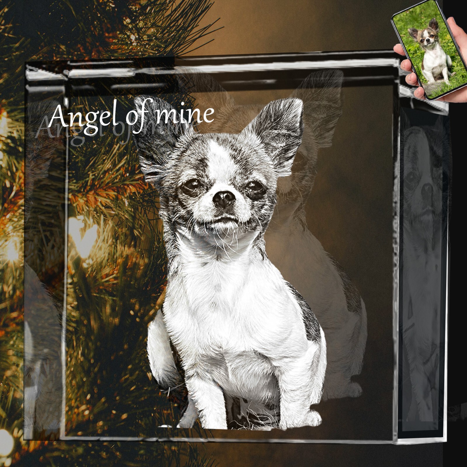 Personalised 3D Photo Crystal Fathers Day Family Memory Gifts for Pet Dog lovers