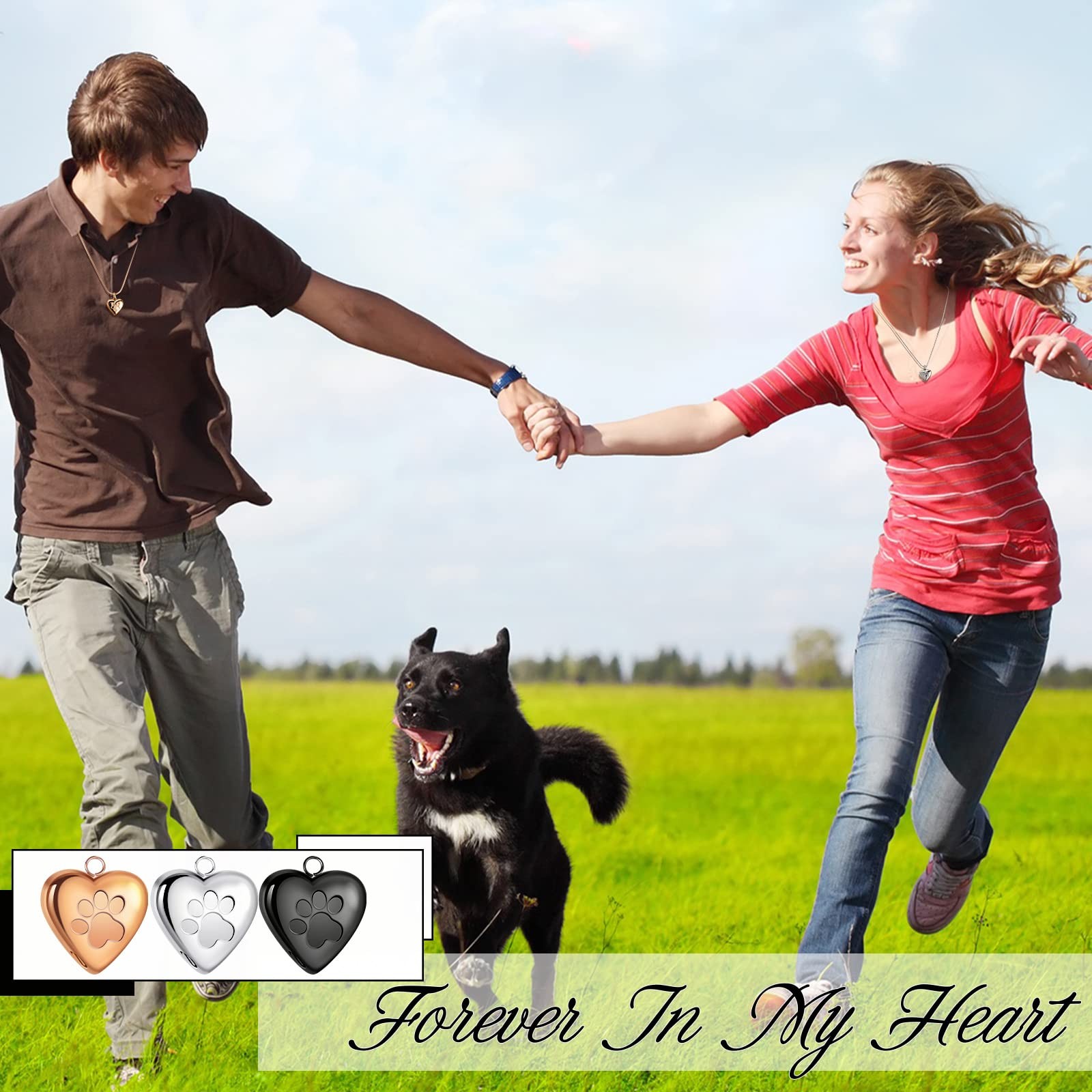 3 Pcs Pet Ashes Necklace for Dogs Urns Cremation Jewelry Paw Print Heart Stai…