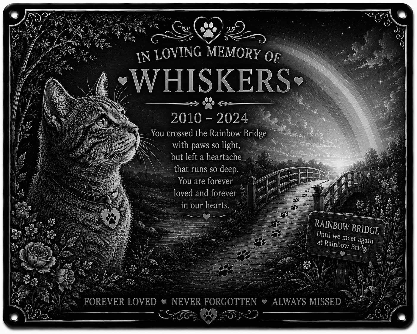 Personalised Pet Memorial Plaque Custom Photo Engraved Aluminium Dog Cat Horse
