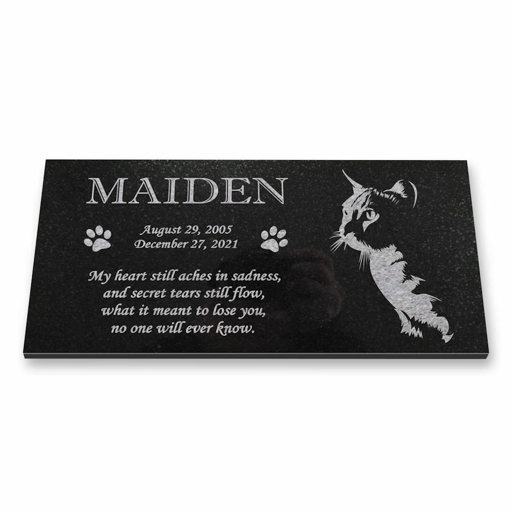 Personalized Cat Memorial – Granite Stone Pet Grave Marker – 6×12 – Maiden