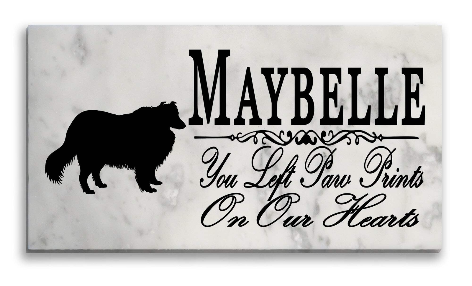 Collie Memorial Stone Personalized You Left Paw Prints On My Heart Grave Marker