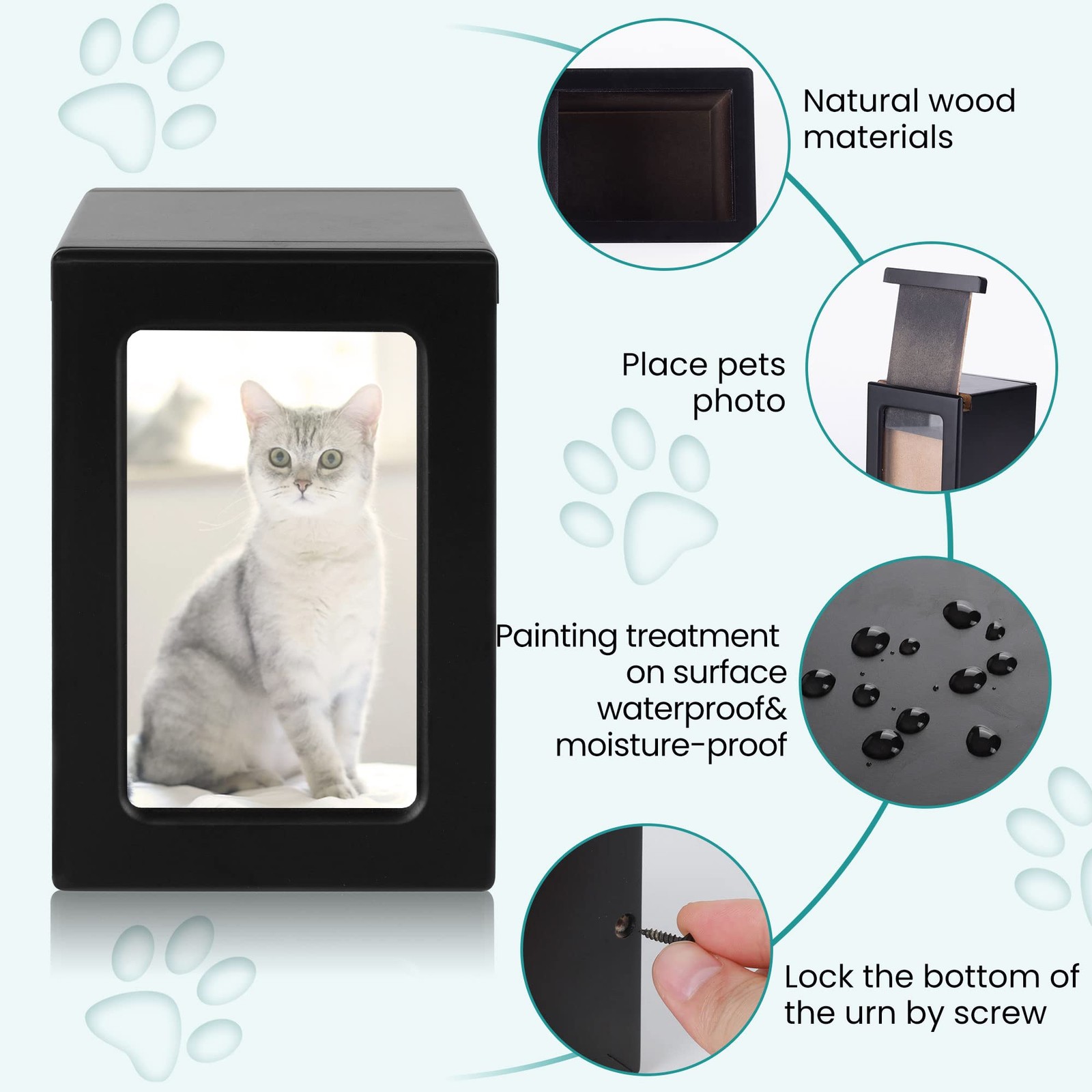 Cuodia:Pet Cremation Box with Photo Frame,Cat urns for Ashes,Pet Urns, Cat Cr…