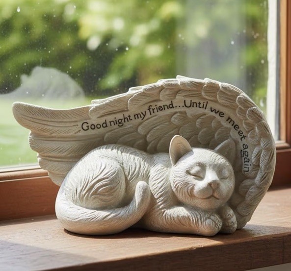 Loving Memory Collection 4″ Cat Peacefully Sleeping in Angel Wing Figurine NIB
