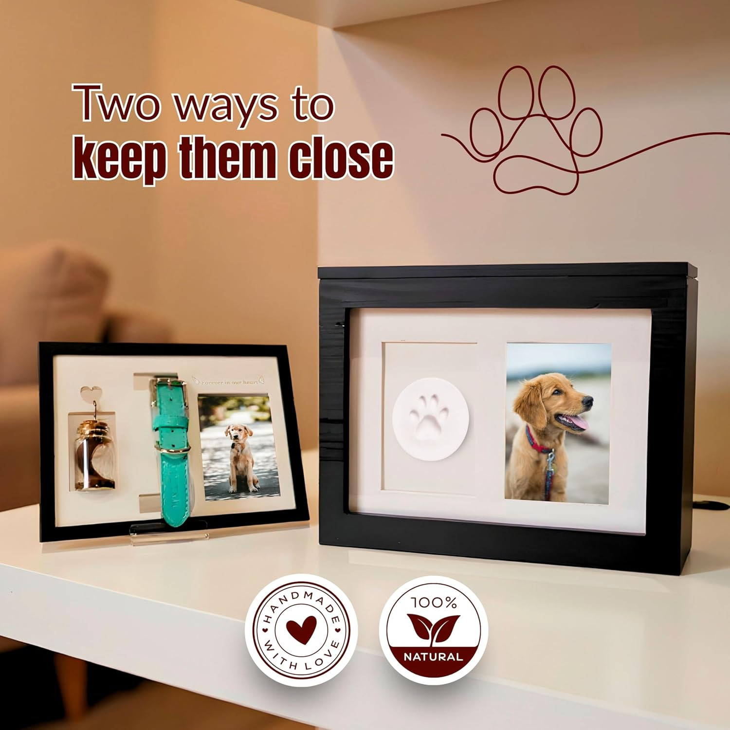 Urn for Ashes for Pets Large 9.5 × 5.71 × 7.13 Pet Urn for Dogs, Dog Ashes Keeps