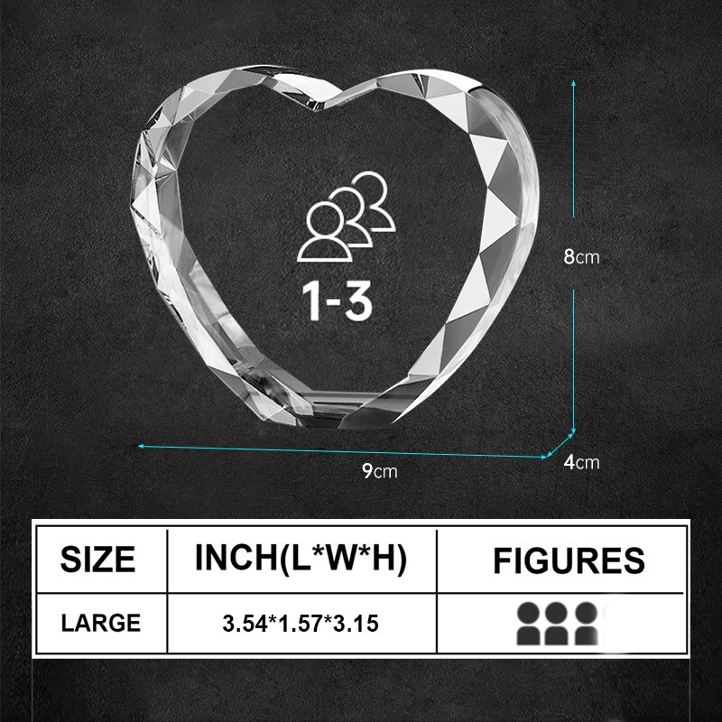 Personalised Pet Memorial 3D PHOTO Crystal Gifts for Mom Dad Heart Dog Keepsake