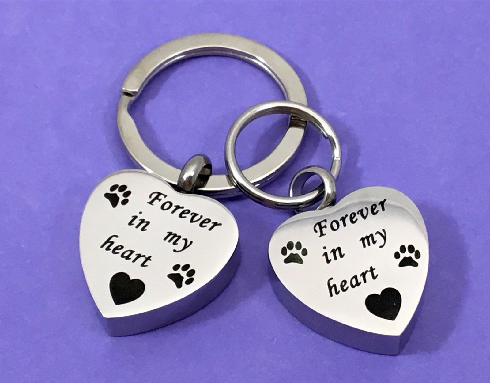 Pet Cremation Pendant Urn Keychain 1″ Key Ring Dog Cat Ashes Forever in My Heart