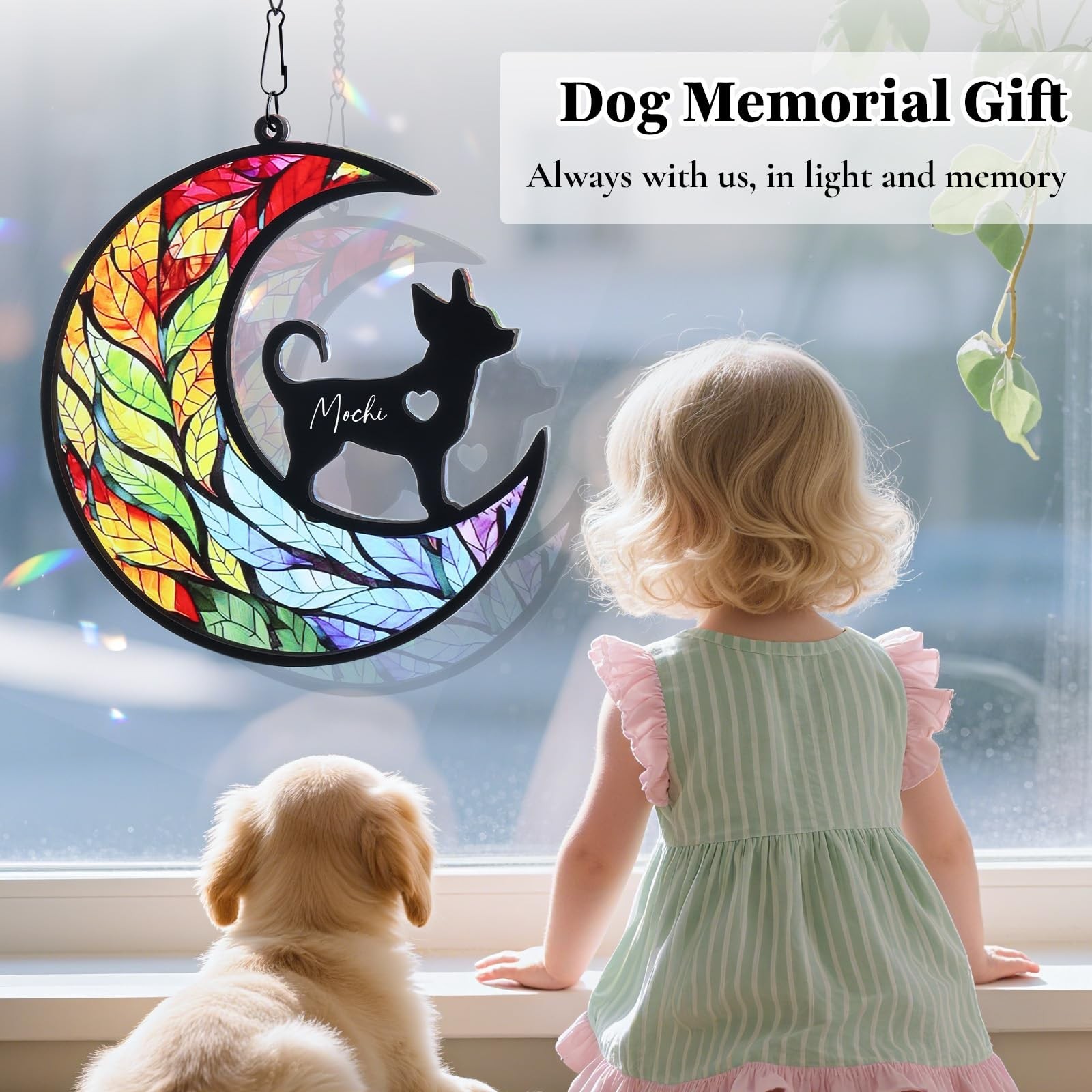Dog Memorial Gifts – Dog Memorial Suncatcher Set with Acrylic & Crystal Sunca…