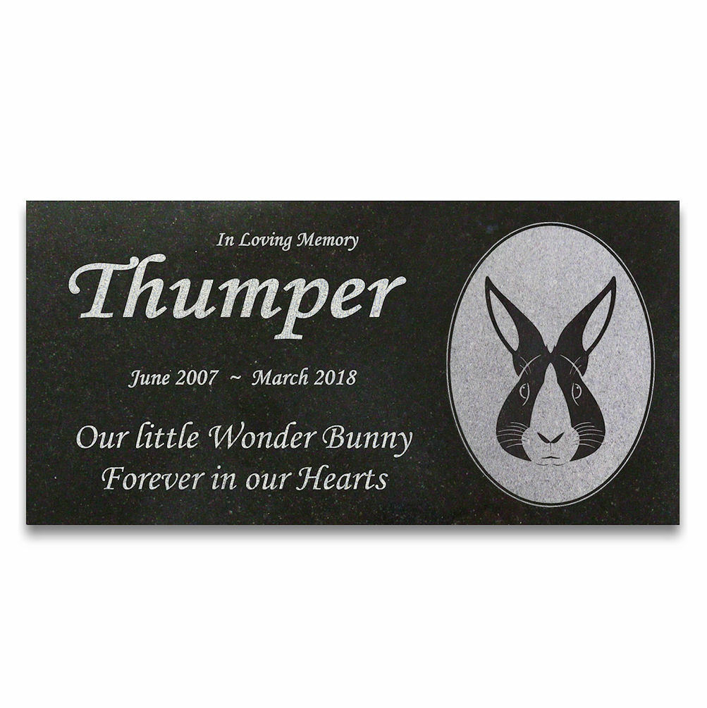 Personalized Pet Rabbit Memorial – Granite Pet Memorial – 6×12 – Thumper