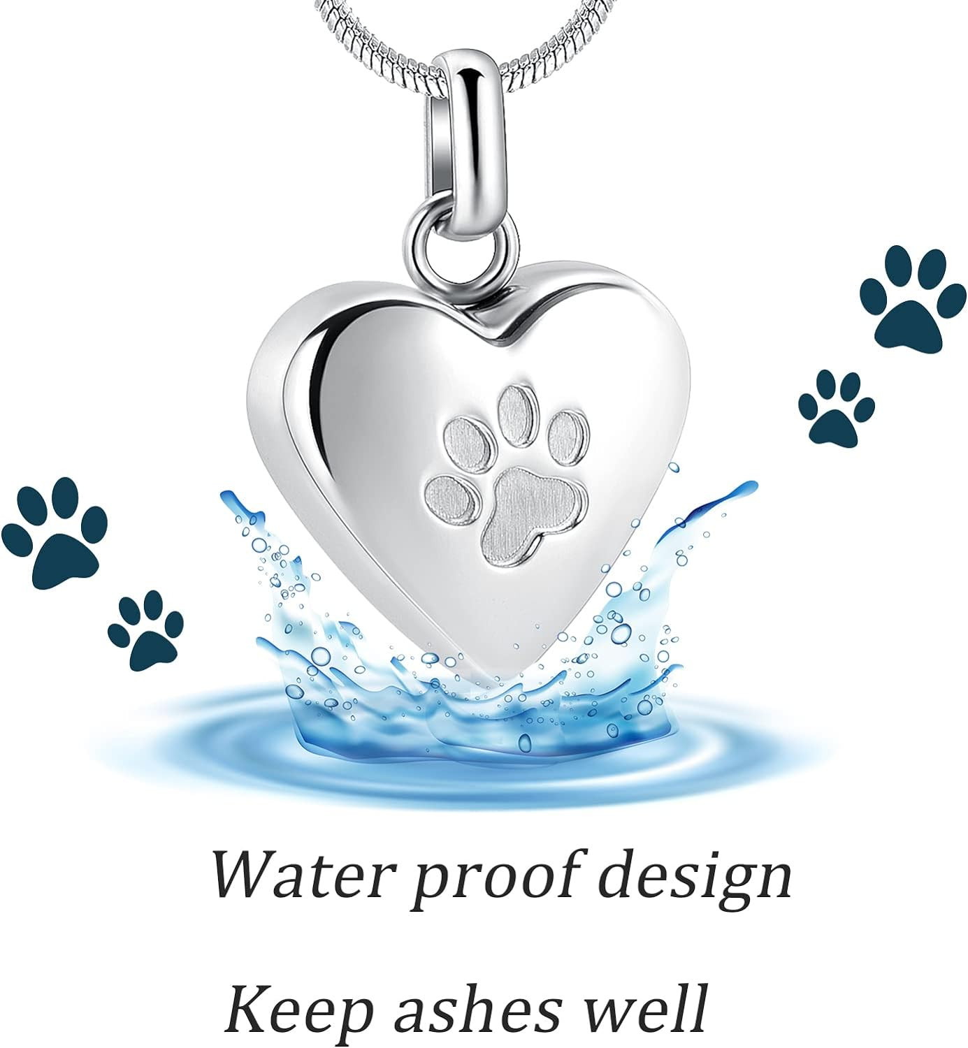 Pet Cremation Jewelry for Ashes Pendant Paw Print Pet Heart Urn Necklace Memoria