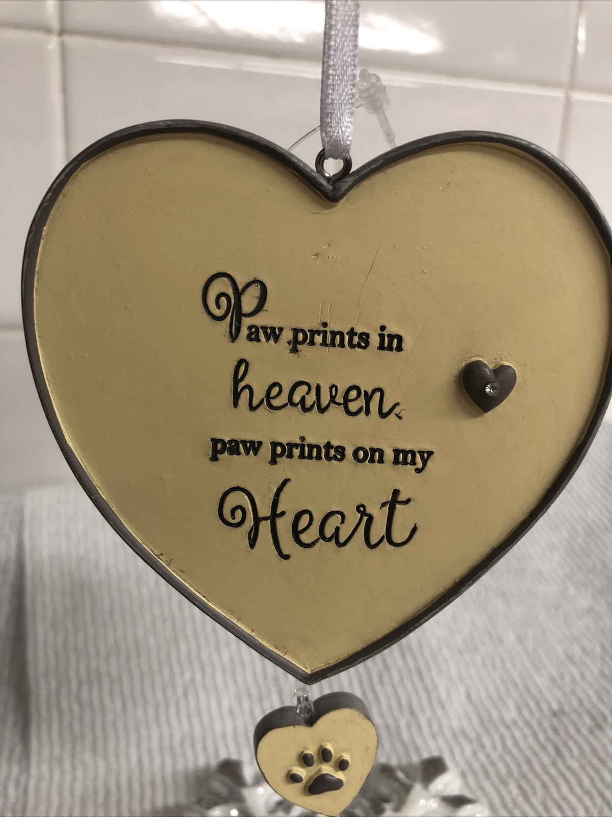 PAW PRINTS IN HEAVEN Pet Bereavement Ornament by Enesco Foundations, New, w/Tags