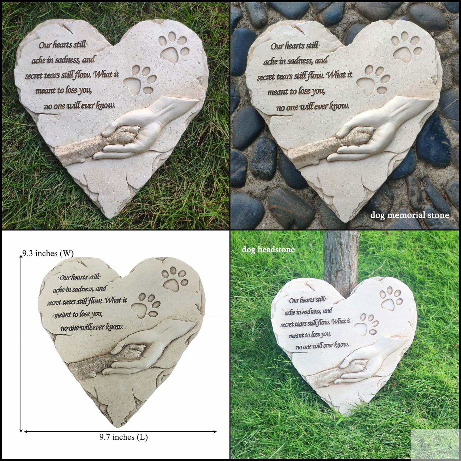 Heart Shaped Pet Dog Memorial Stones Grave Markers, Pet Dog Headstones Memorial