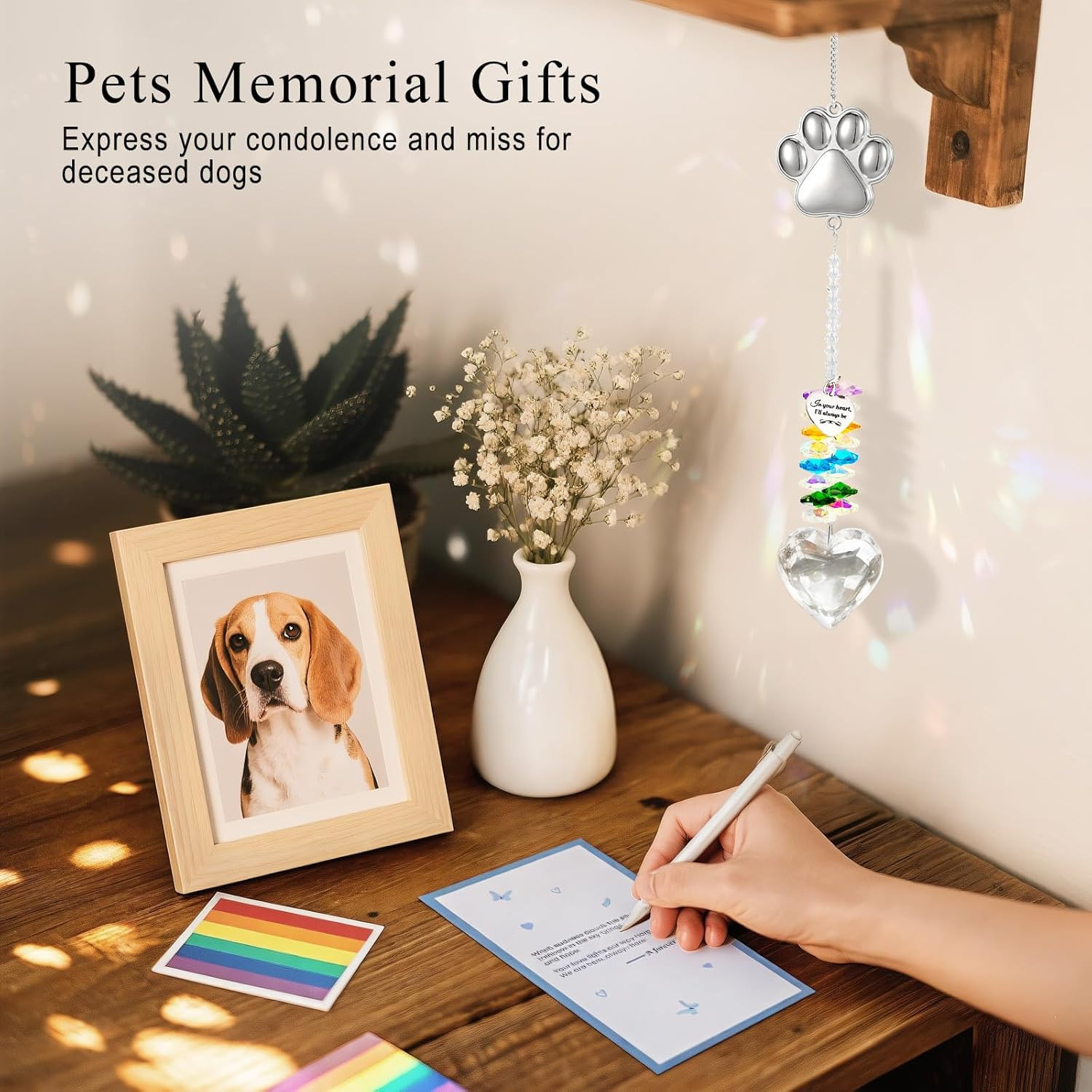 Pet Memorial Suncatcher with Paw Print – Thoughtful Loss Gift for Dog & Cat