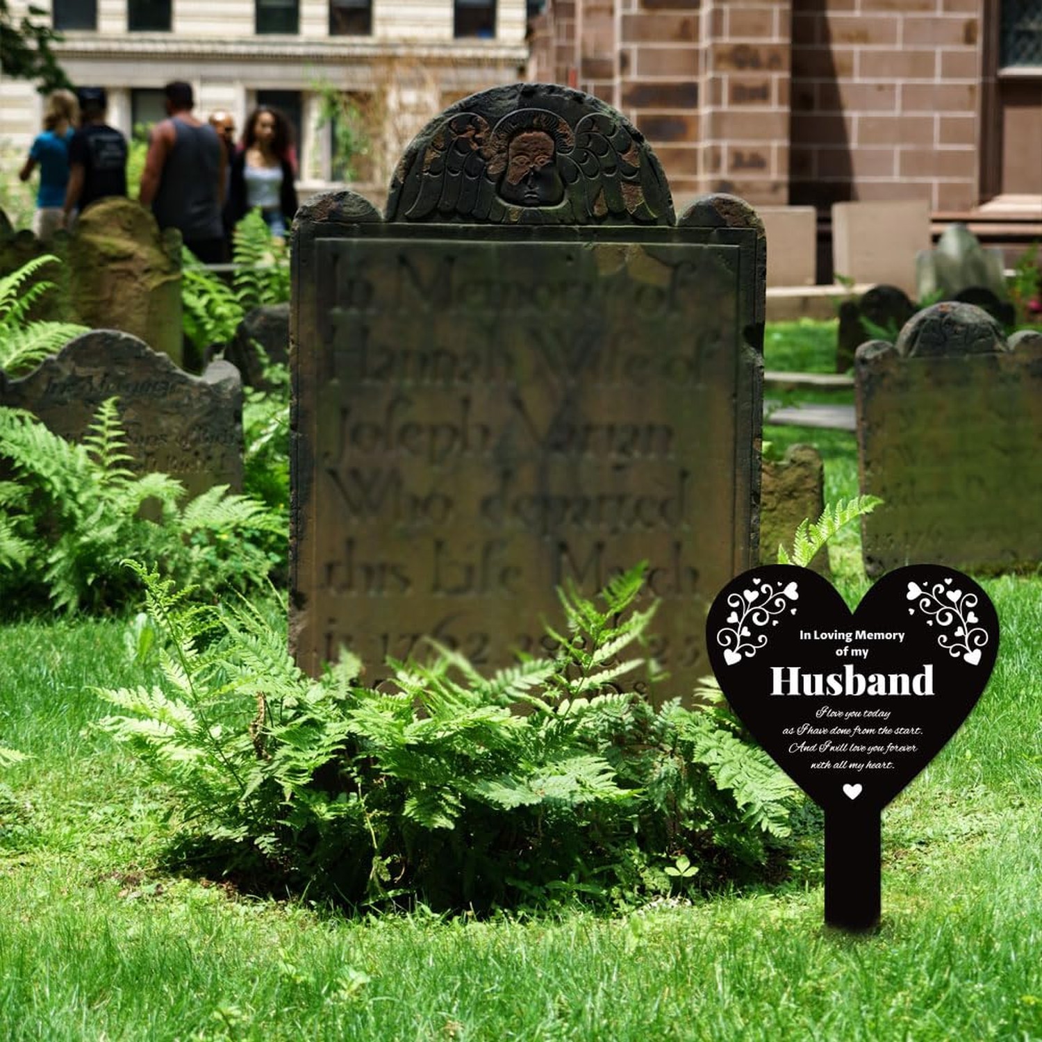 GLOBLELAND Heart Husband Garden Stake for Husband Memorial Remembrance Plaque…