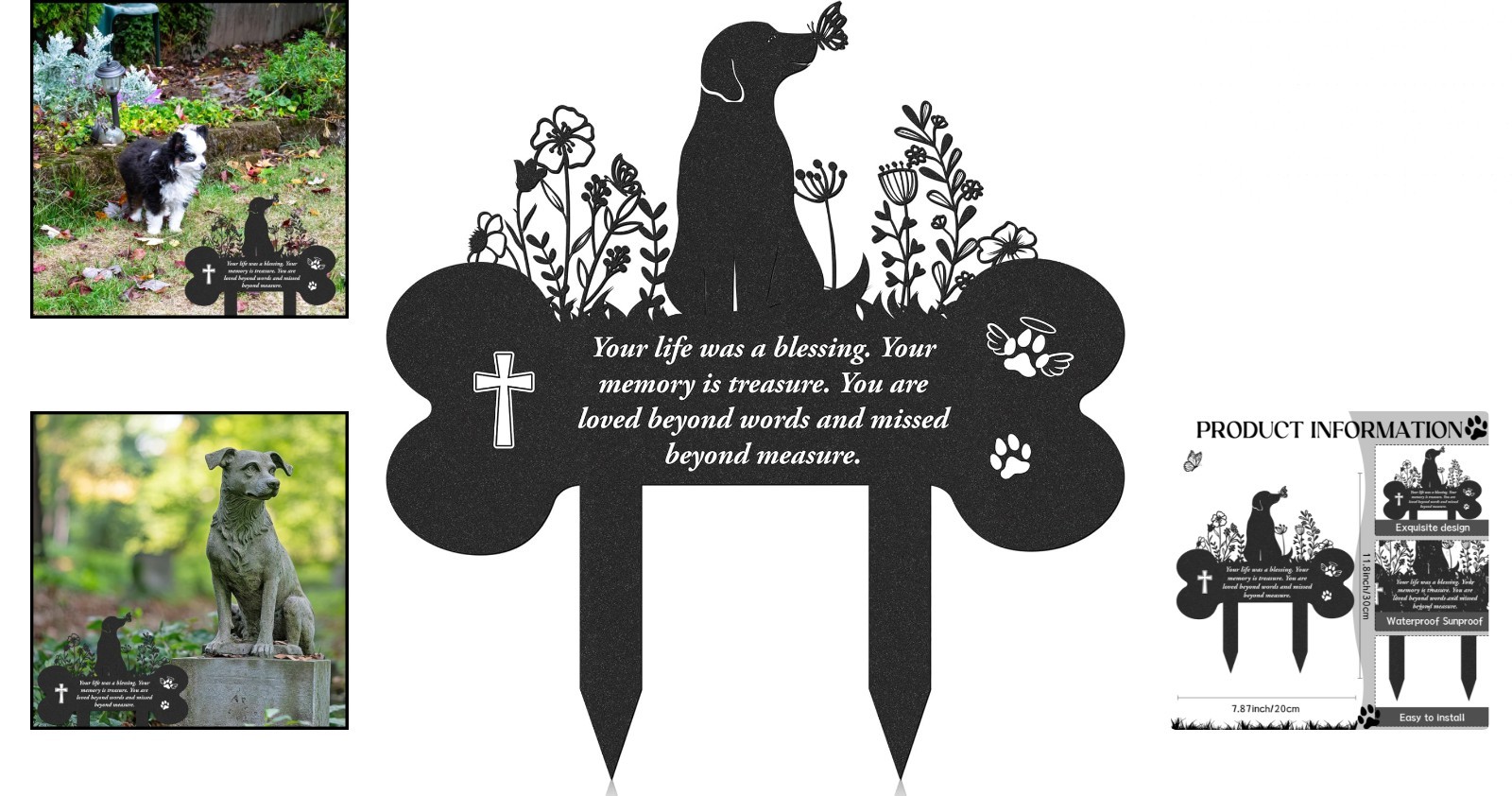 Grave Markers for Cemetery for Dog, Metal Grave Markers Yard Memorial Pet Dog