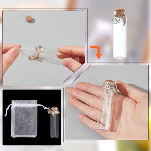 Pet Hair Memorial Bottle – Mini Transparent Keepsake with Heart – 2 Pcs