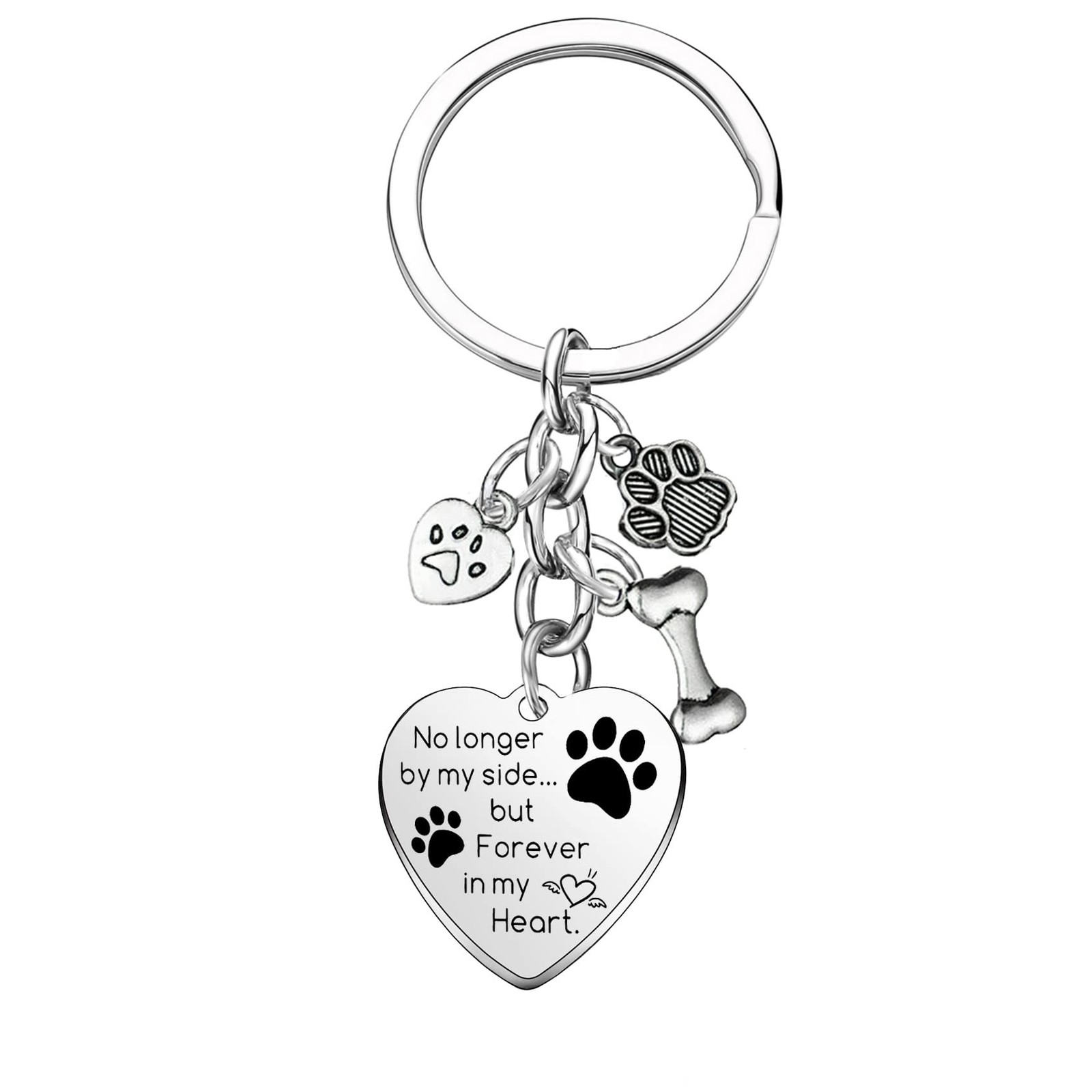 Dog Memorial Gifts Pet Memorial Keychain No Longer by My Side Forever in My H…