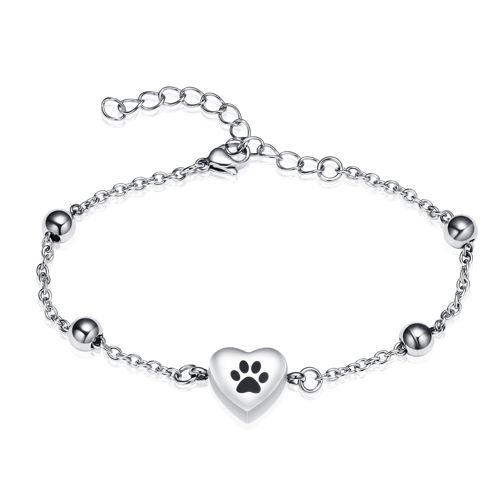 Adjustable Pet Cremation Bracelet for Ashes – Paw Print Memorial Jewelry for Men