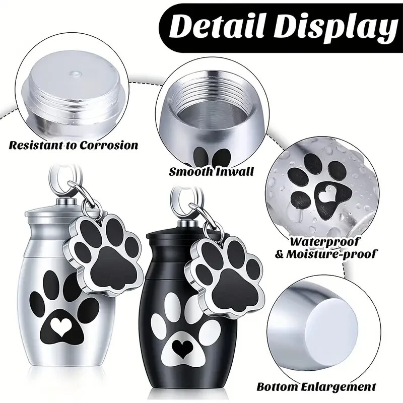 Pet Paw Print Urn Keychain Memorial Urn Pet Cremation