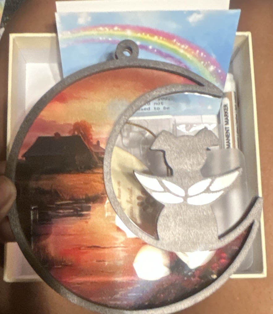 Personalized Engraved Dog Memorial Plaque/Marker Set w/ Angel Moon Ornament