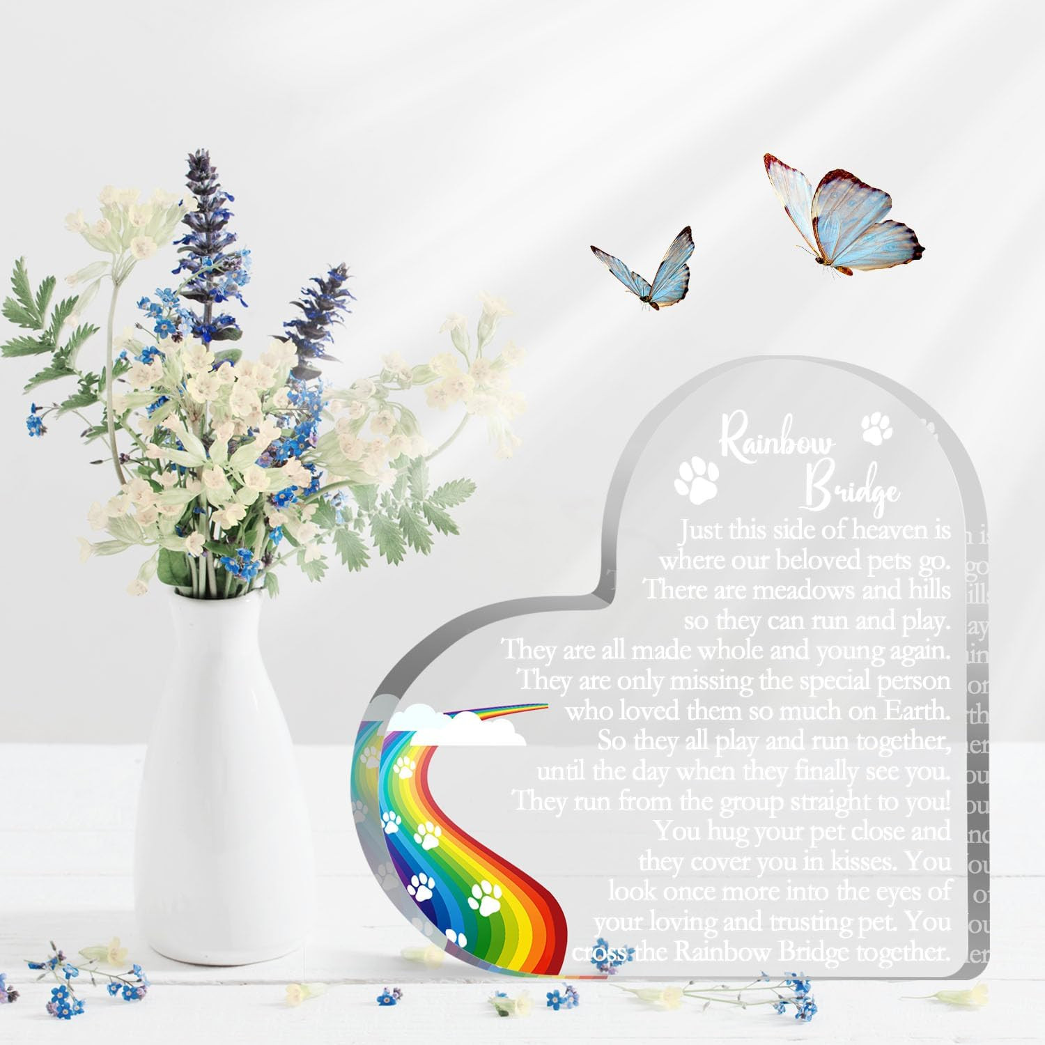 Rainbow Bridge Sign Decor, Pet Memorial Sympathy Gift for Loss of Dog Cat, Pet L
