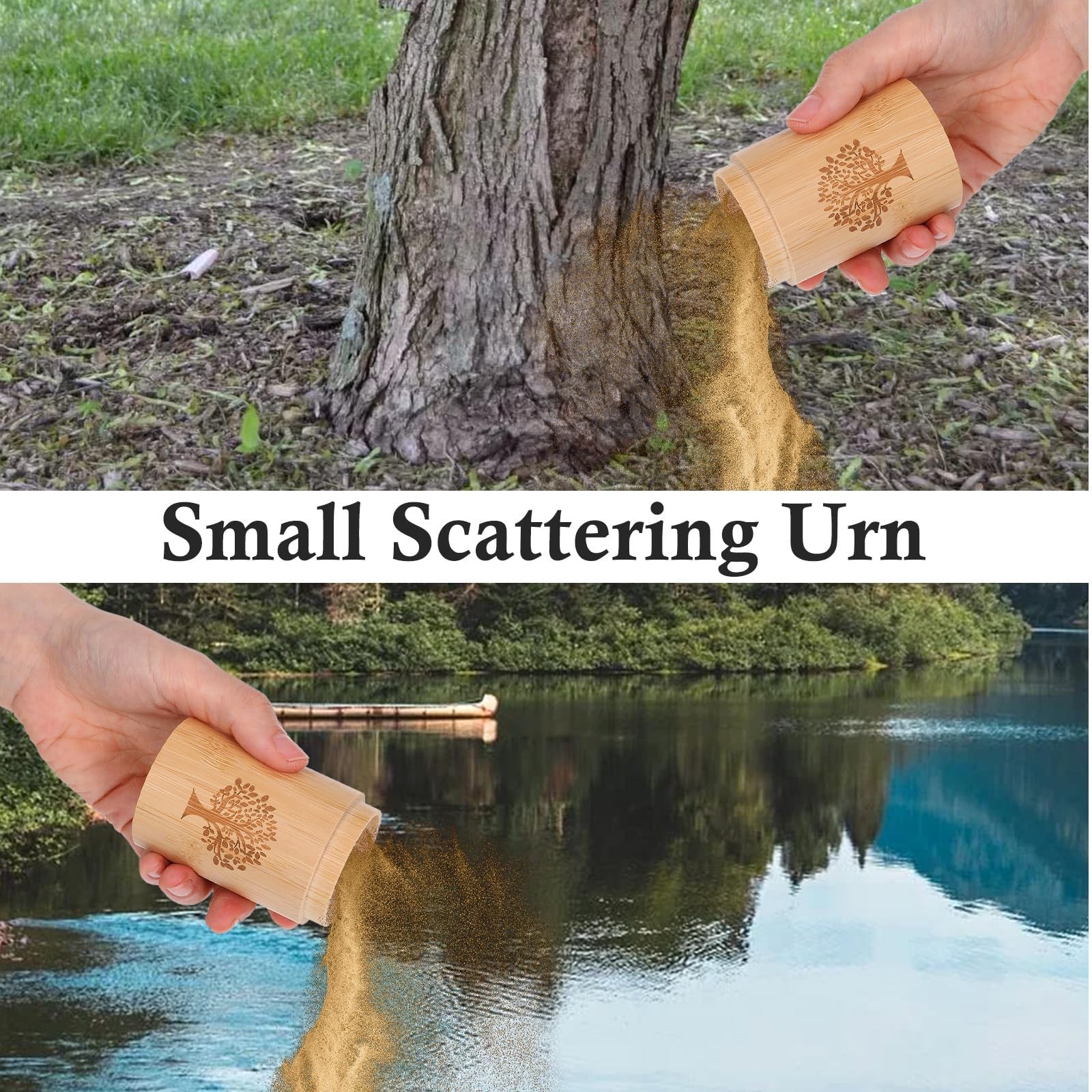Small Bamboo Scattering Urn Tube for Human Ashes Mini Original Wood