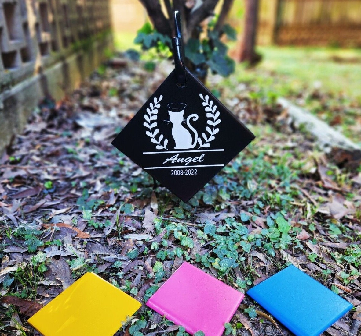 Cat or Dog Gravestone + Hook | Personalized Memorial Stone | Cat & Dog Memorial