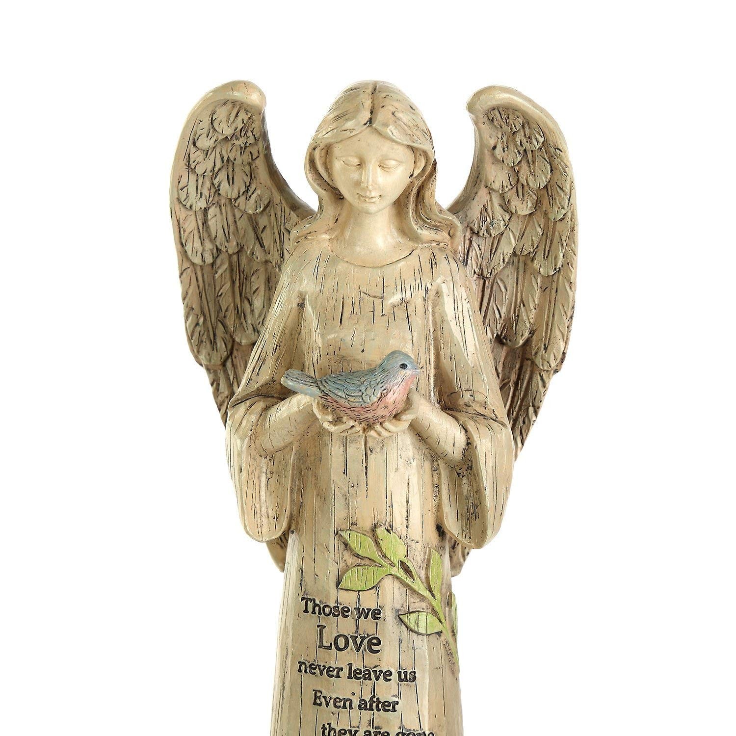 Memorial Angel Statue with Bird, Sympathy Gift for Loss of Loved One, 10 Inch…