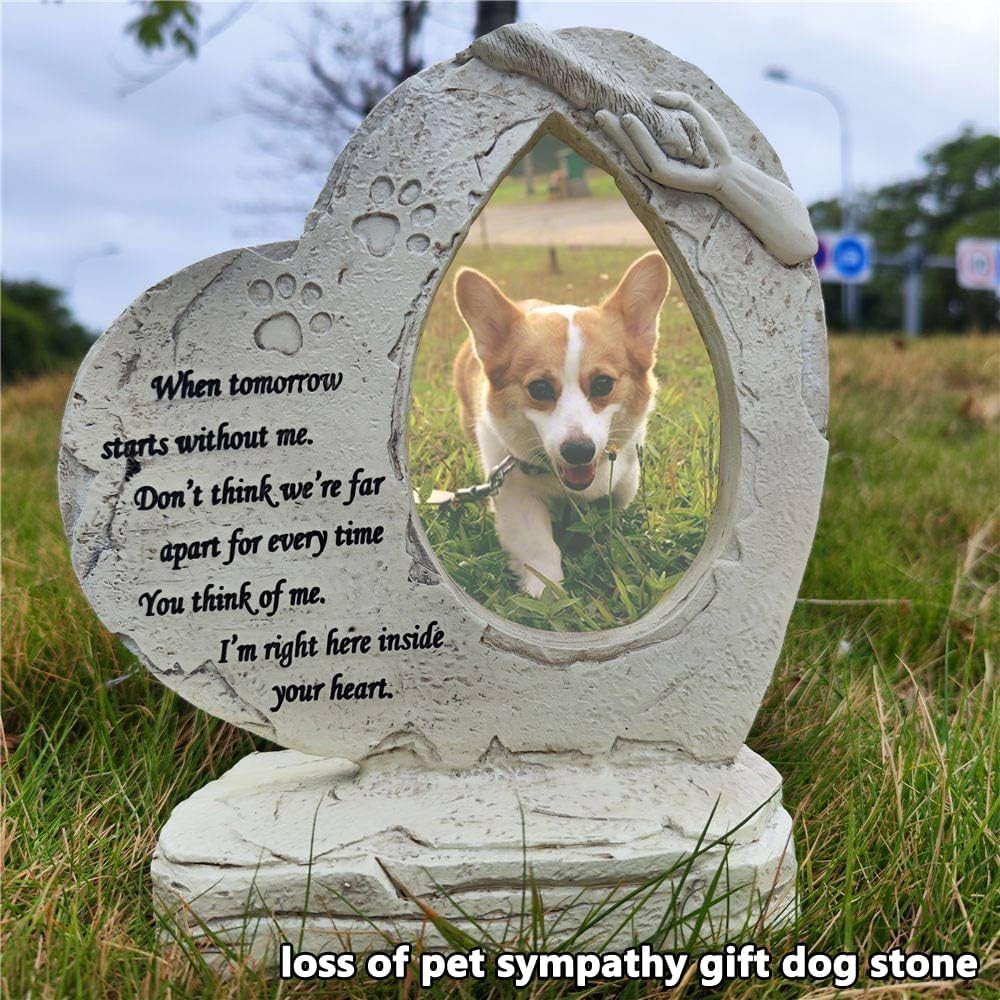 Heart Shaped Pet Memorial Stones for Dogs, Pet Dog Headstones Grave Stones with