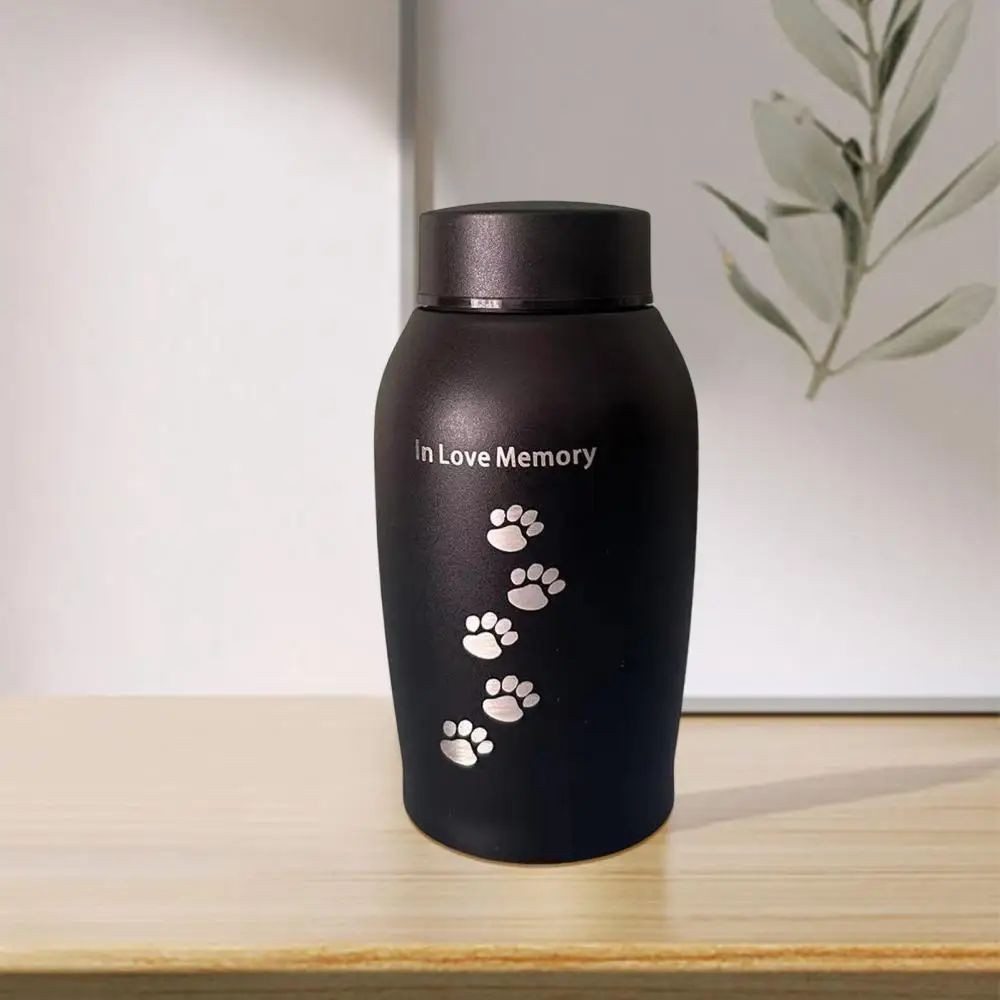 Stainless Steel Pet Cremation Urn Black Sealed Funeral Urn Small Animals US