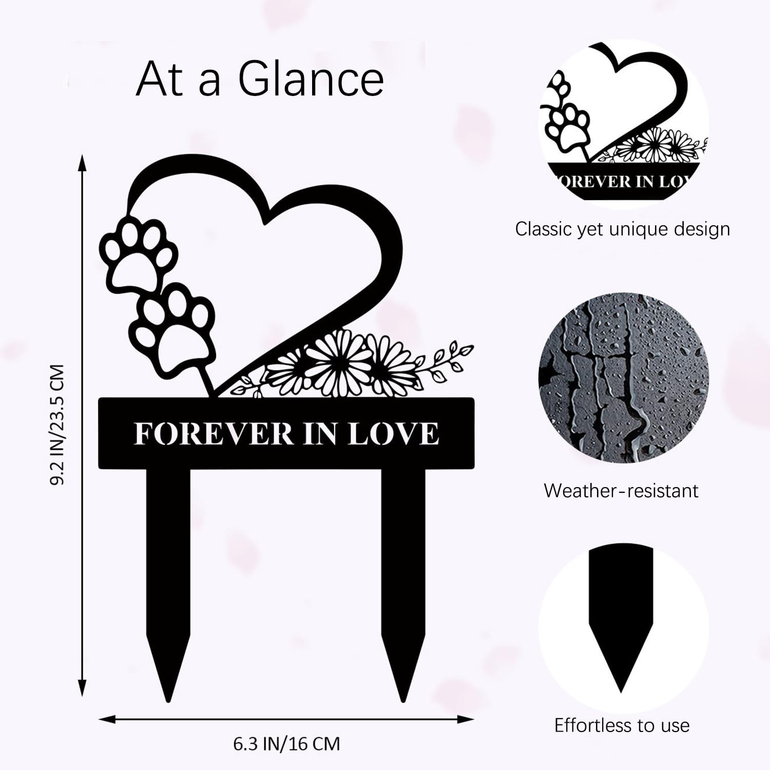 Pet Memorial Garden Stake for Dog or Cat – Weatherproof Metal Grave Marker, D…