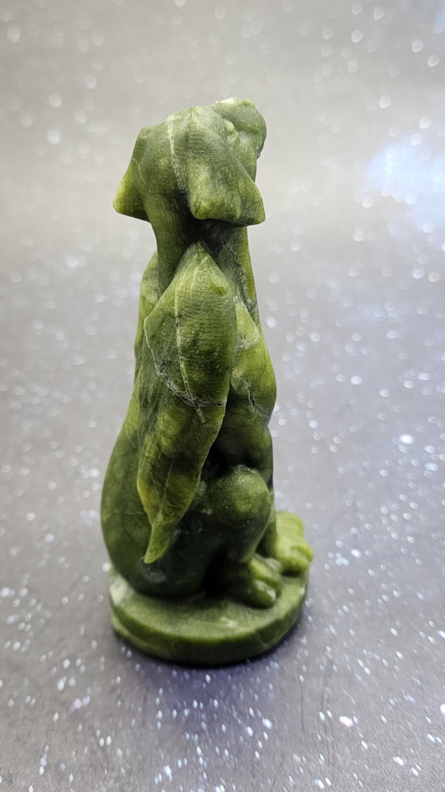 Xiuyan Jade Winged Angel Dog Pet Memorial, Pet Loss Gift, Gemstone Carving