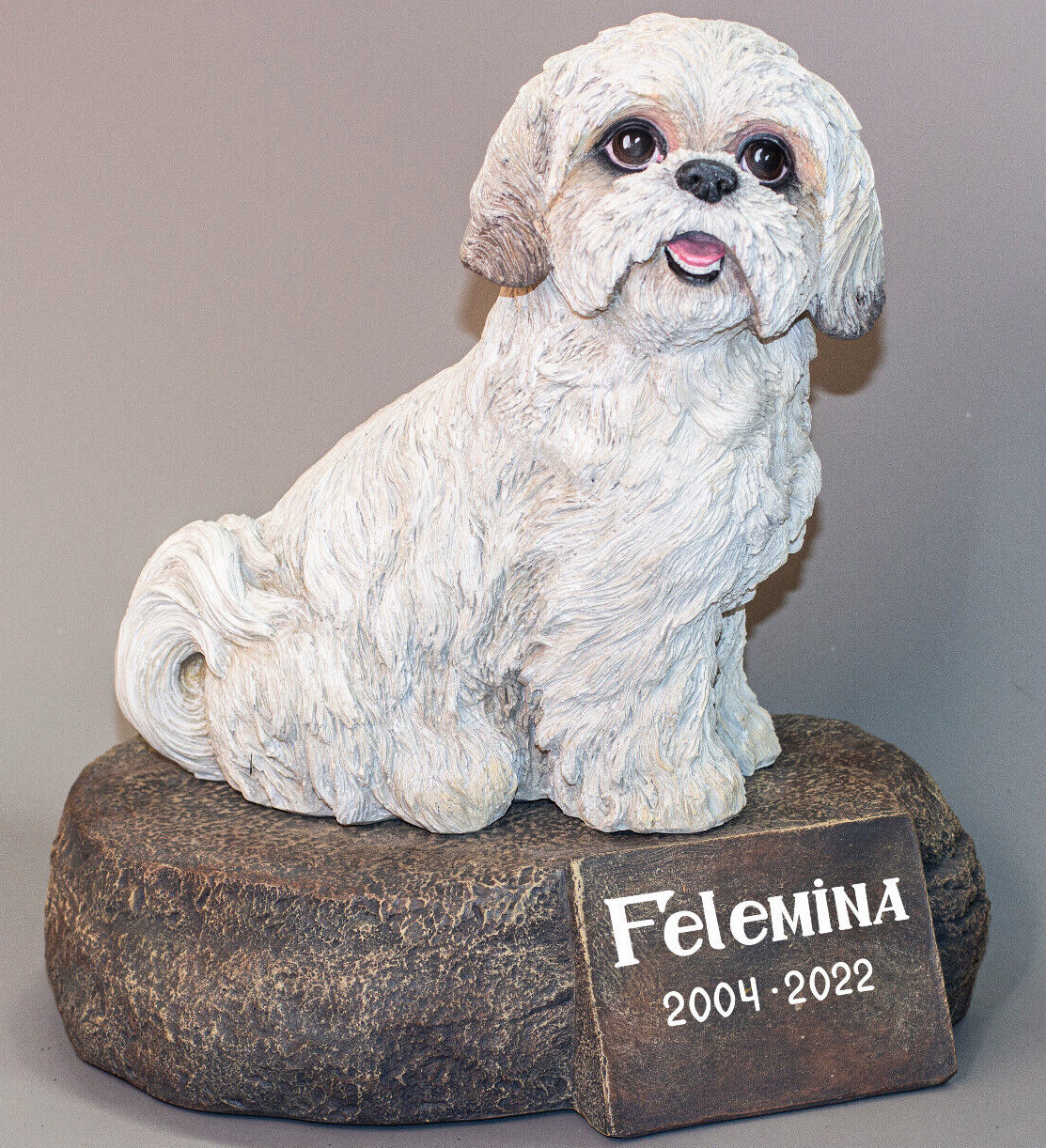Lhasa Apso Cremation Urn Dog Memorial Stone Plaque Unique Statue Pet Grave Decor