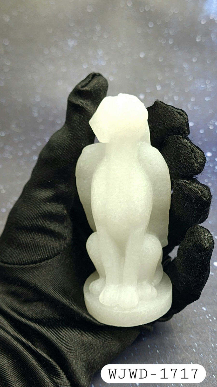 White Jade Winged Angel Dog Pet Memorial, Pet Loss Gift, Gemstone Carving