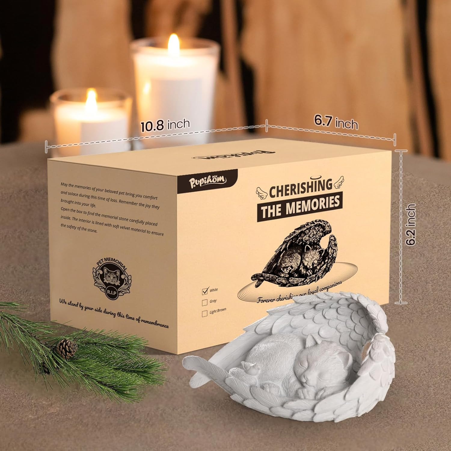 Cat Memorial Stone for Outdoor, Pet Memorial Stones for Cats with Personalized E