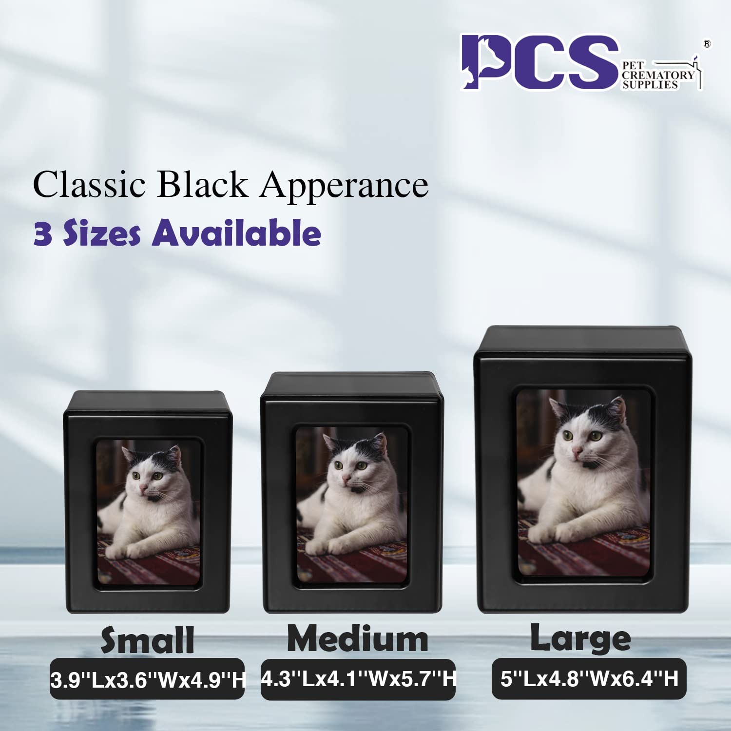 PCS Cat Urn for Ashes Photo Urn, BlackMedium Pet Cremation Box